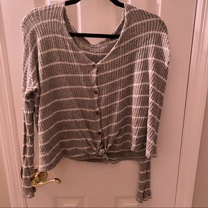 american eagle grey stripe sweater